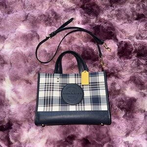 Coach Dempsey Carryall in Blue Garden Plaid